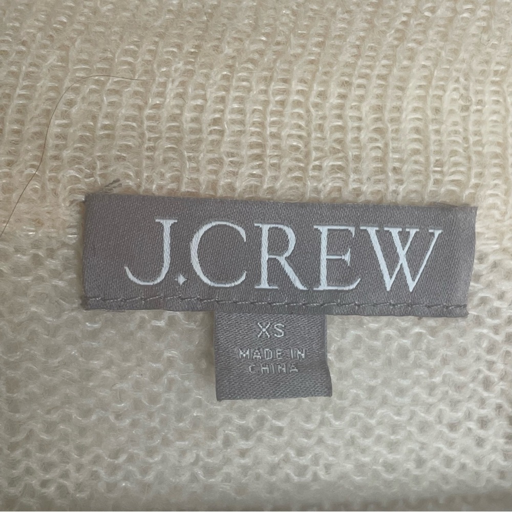 J. Crew Fair Isle Half-Zip Sweater Brushed Yarn Alpaca Wool Blend Cream/Blue XS - Picture 10 of 12